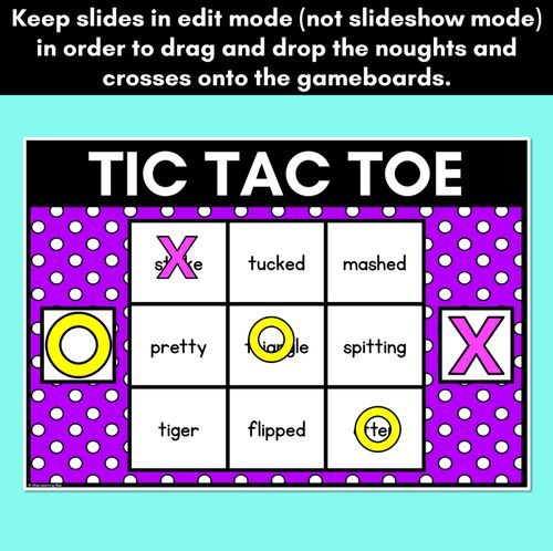 Resource preview 3 for DIGITAL TIC TAC TOE for Consonant Phoneme T, TT, ED - Phonics Activity for PowerPoint