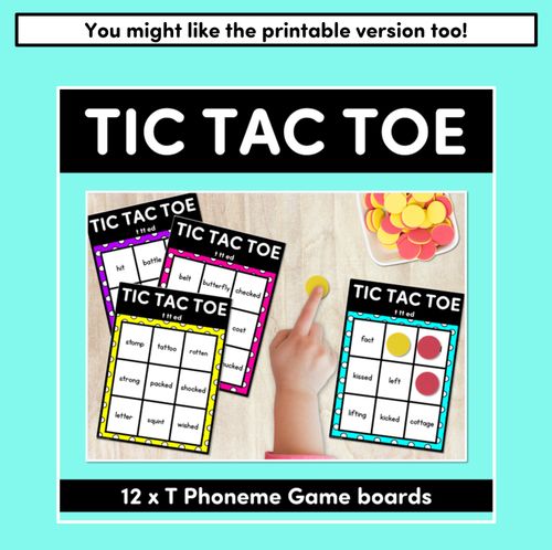 Resource preview 4 for DIGITAL TIC TAC TOE for Consonant Phoneme T, TT, ED - Phonics Activity for PowerPoint