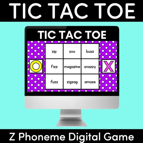 Resource preview 1 for DIGITAL TIC TAC TOE for Consonant Phoneme Z, ZZ - Phonics Activity for PowerPoint