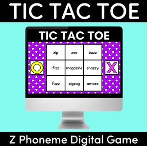 DIGITAL TIC TAC TOE for Consonant Phoneme Z, ZZ - Phonics Activity for PowerPoint