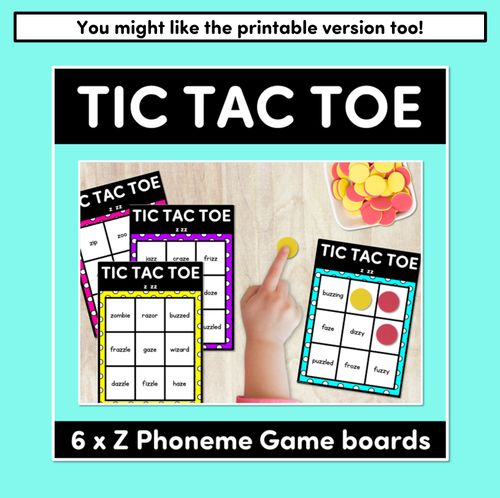 Resource preview 4 for DIGITAL TIC TAC TOE for Consonant Phoneme Z, ZZ - Phonics Activity for PowerPoint