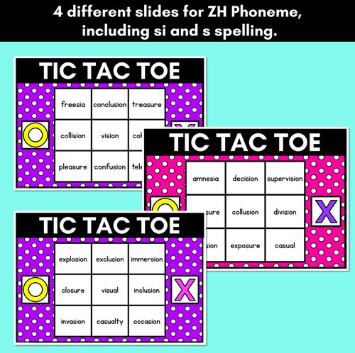 Resource preview 3 for DIGITAL TIC TAC TOE for Consonant Phoneme ZH, SI, S - Phonics Activity for PowerPoint