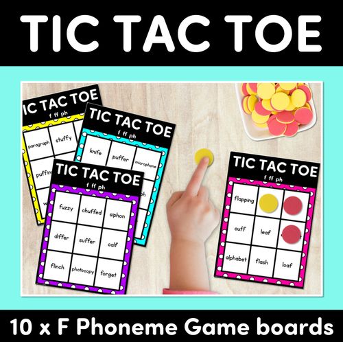 Resource preview 1 for TIC TAC TOE GAME for Consonant Phoneme F, FF, PH - No Prep Phonics Game