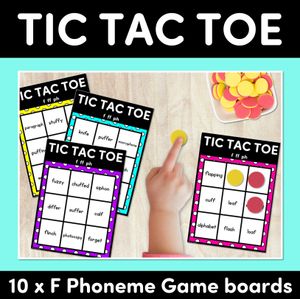 TIC TAC TOE GAME for Consonant Phoneme F, FF, PH - No Prep Phonics Game