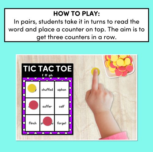 Resource preview 4 for TIC TAC TOE GAME for Consonant Phoneme F, FF, PH - No Prep Phonics Game