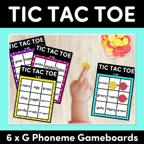 Resource preview 1 for TIC TAC TOE GAME for Consonant Phoneme G, GG - No Prep Phonics Game