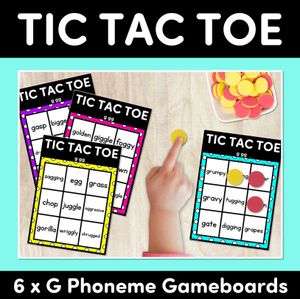 TIC TAC TOE GAME for Consonant Phoneme G, GG - No Prep Phonics Game