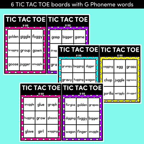 Resource preview 2 for TIC TAC TOE GAME for Consonant Phoneme G, GG - No Prep Phonics Game