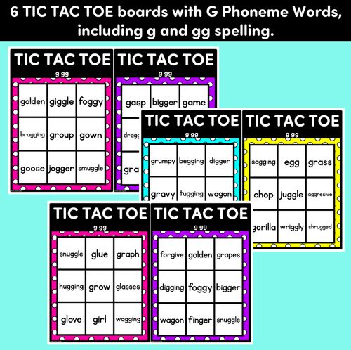 Resource preview 3 for TIC TAC TOE GAME for Consonant Phoneme G, GG - No Prep Phonics Game