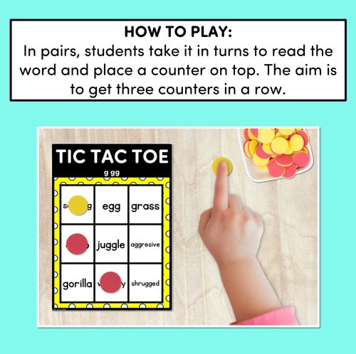 Resource preview 4 for TIC TAC TOE GAME for Consonant Phoneme G, GG - No Prep Phonics Game