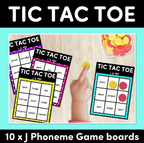 Resource preview 1 for TIC TAC TOE GAME for Consonant Phoneme J, DGE, G - No Prep Phonics Game