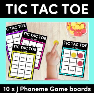 TIC TAC TOE GAME for Consonant Phoneme J, DGE, G - No Prep Phonics Game