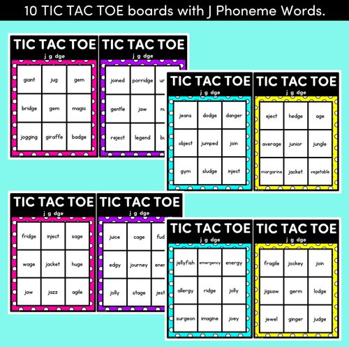 Resource preview 2 for TIC TAC TOE GAME for Consonant Phoneme J, DGE, G - No Prep Phonics Game