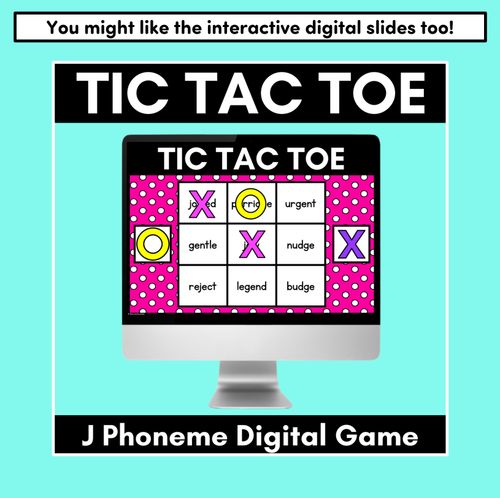 Resource preview 5 for TIC TAC TOE GAME for Consonant Phoneme J, DGE, G - No Prep Phonics Game