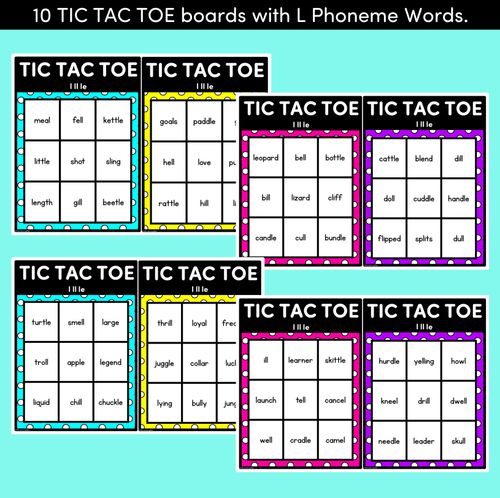 Resource preview 2 for TIC TAC TOE GAME for Consonant Phoneme L, LL, LE - No Prep Phonics Game