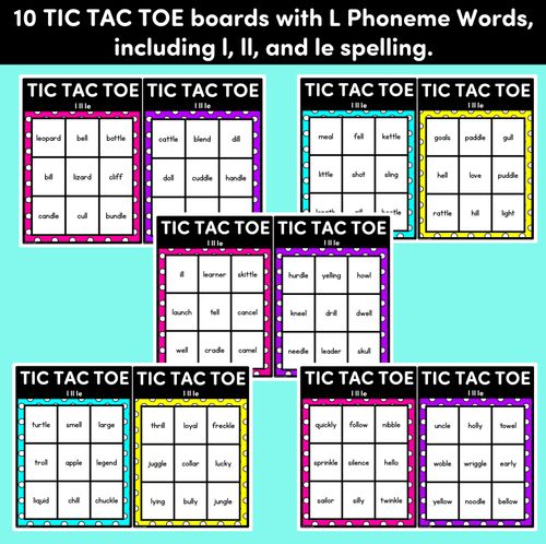 Resource preview 3 for TIC TAC TOE GAME for Consonant Phoneme L, LL, LE - No Prep Phonics Game