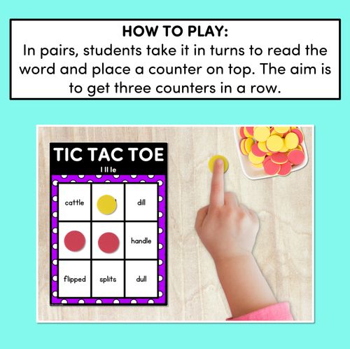 Resource preview 4 for TIC TAC TOE GAME for Consonant Phoneme L, LL, LE - No Prep Phonics Game