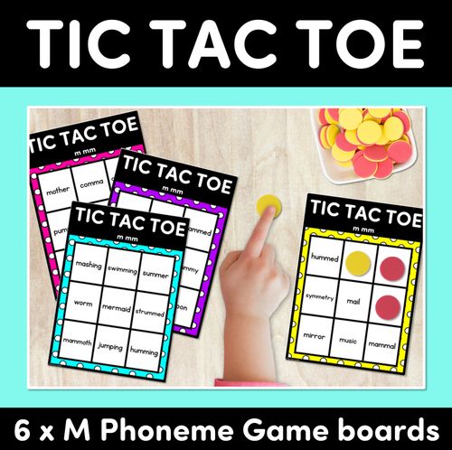 Resource preview 1 for TIC TAC TOE GAME for Consonant Phoneme M, MM - No Prep Phonics Game