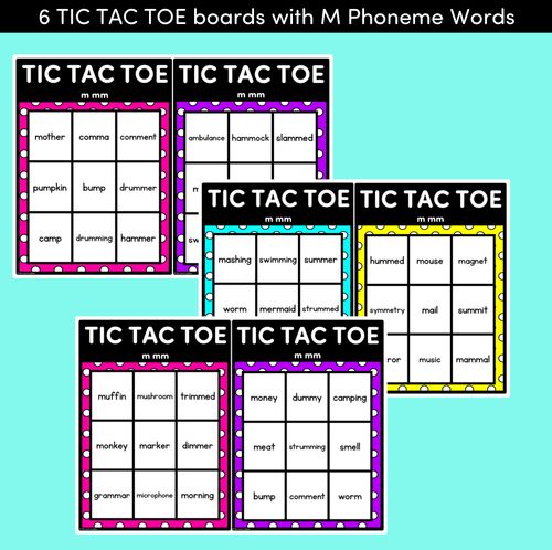 Resource preview 2 for TIC TAC TOE GAME for Consonant Phoneme M, MM - No Prep Phonics Game