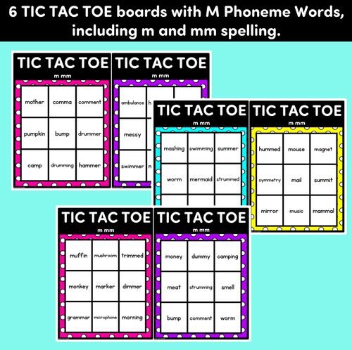 Resource preview 3 for TIC TAC TOE GAME for Consonant Phoneme M, MM - No Prep Phonics Game