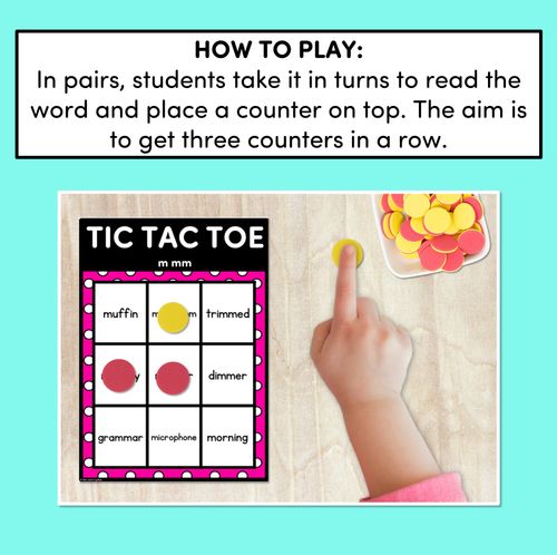 Resource preview 4 for TIC TAC TOE GAME for Consonant Phoneme M, MM - No Prep Phonics Game