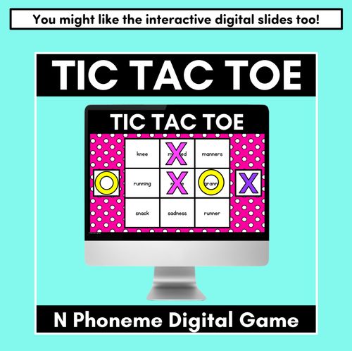 Resource preview 5 for TIC TAC TOE GAME for Consonant Phoneme N, NN, KN - No Prep Phonics Game