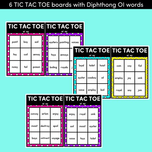 Resource preview 2 for TIC TAC TOE GAME for Diphthong OI OY - No Prep Phonics Game