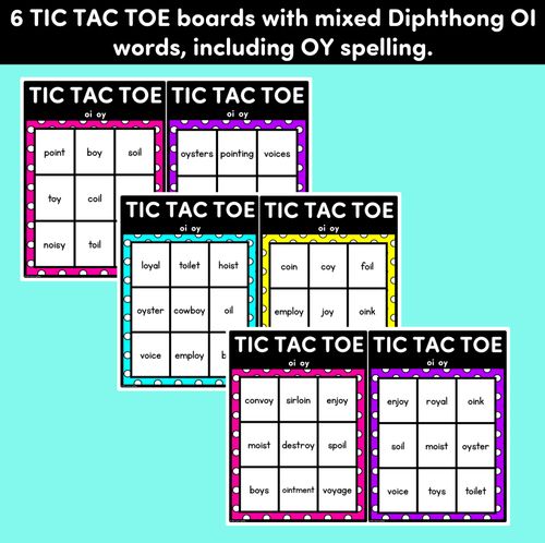 Resource preview 3 for TIC TAC TOE GAME for Diphthong OI OY - No Prep Phonics Game