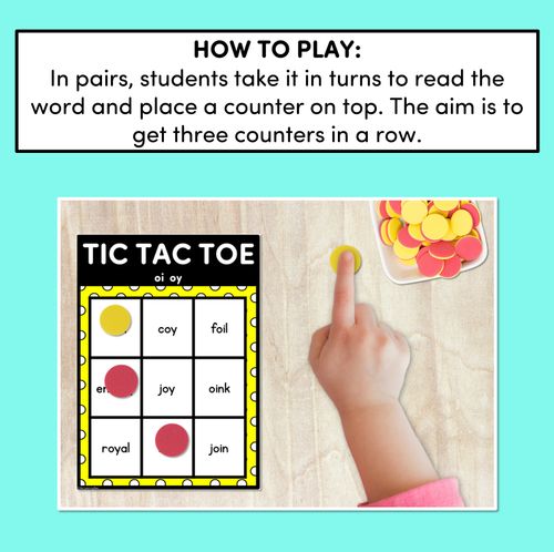 Resource preview 4 for TIC TAC TOE GAME for Diphthong OI OY - No Prep Phonics Game