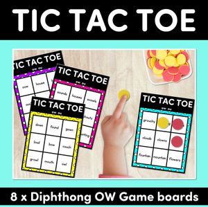 TIC TAC TOE GAME for Diphthong OW OU - No Prep Phonics Game