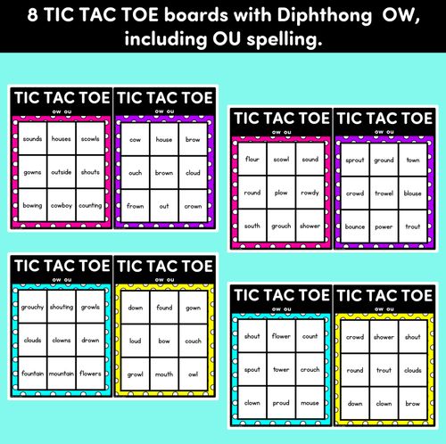 Resource preview 3 for TIC TAC TOE GAME for Diphthong OW OU - No Prep Phonics Game