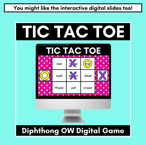 Resource preview 5 for TIC TAC TOE GAME for Diphthong OW OU - No Prep Phonics Game