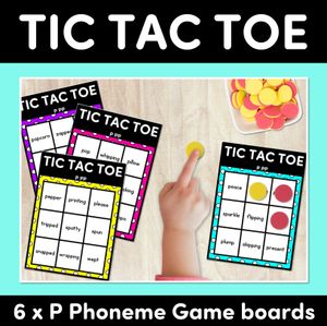 TIC TAC TOE GAME for Consonant Phoneme P, PP - No Prep Phonics Game