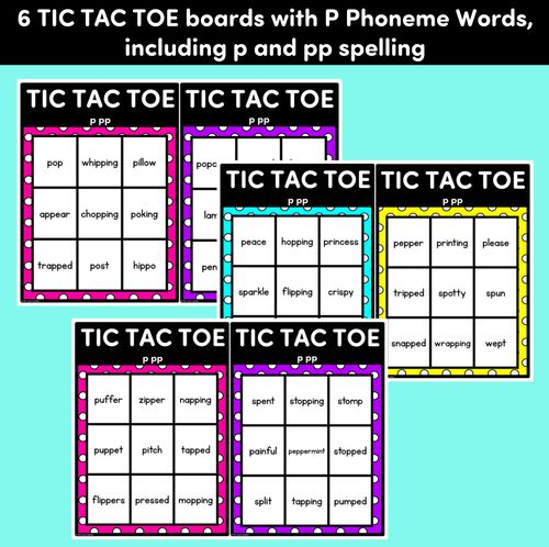 Resource preview 3 for TIC TAC TOE GAME for Consonant Phoneme P, PP - No Prep Phonics Game