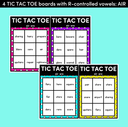 Resource preview 2 for TIC TAC TOE GAME for R-Controlled AIR, ARE - No Prep Phonics Game