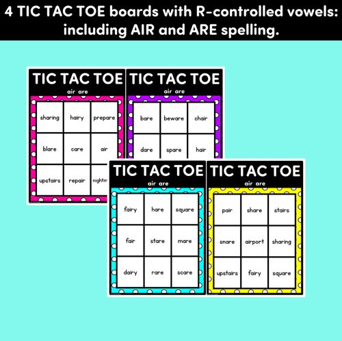 Resource preview 3 for TIC TAC TOE GAME for R-Controlled AIR, ARE - No Prep Phonics Game