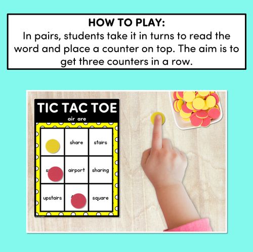 Resource preview 4 for TIC TAC TOE GAME for R-Controlled AIR, ARE - No Prep Phonics Game