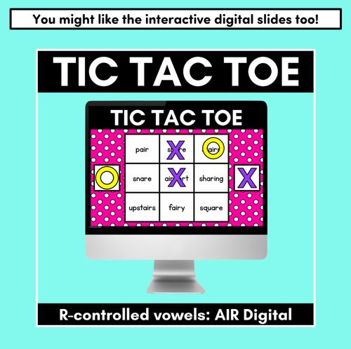 Resource preview 5 for TIC TAC TOE GAME for R-Controlled AIR, ARE - No Prep Phonics Game