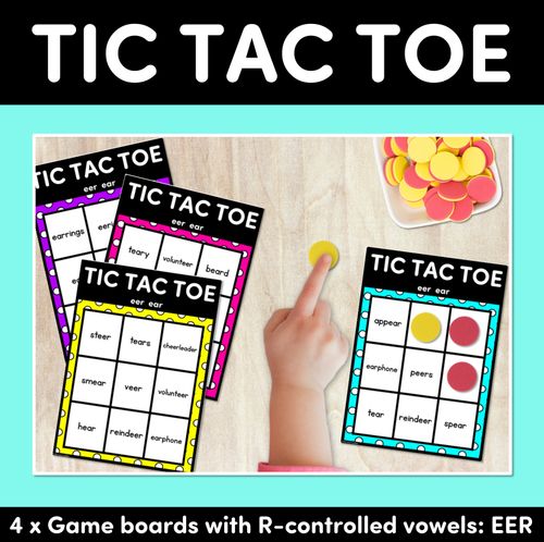 Resource preview 1 for TIC TAC TOE GAME for R-Controlled EER, EAR - No Prep Phonics Game