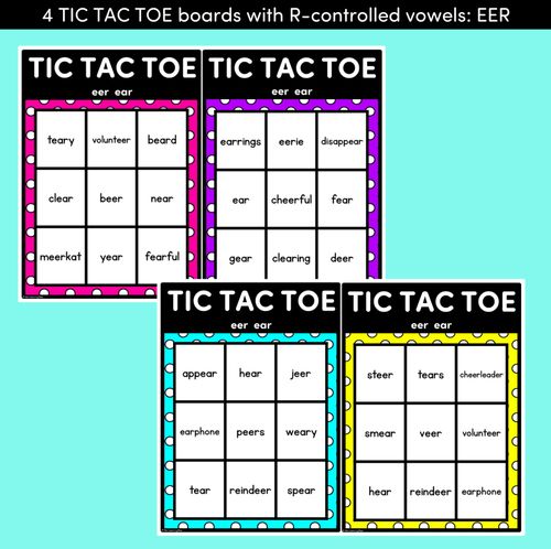 Resource preview 2 for TIC TAC TOE GAME for R-Controlled EER, EAR - No Prep Phonics Game