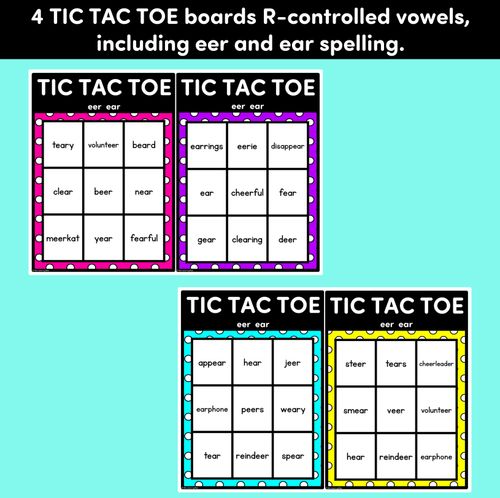 Resource preview 3 for TIC TAC TOE GAME for R-Controlled EER, EAR - No Prep Phonics Game