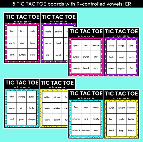 Resource preview 2 for TIC TAC TOE GAME for R-Controlled ER, IR, EAR, OR, UR - No Prep Phonics Game