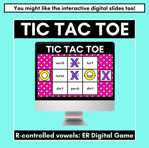 Resource preview 5 for TIC TAC TOE GAME for R-Controlled ER, IR, EAR, OR, UR - No Prep Phonics Game