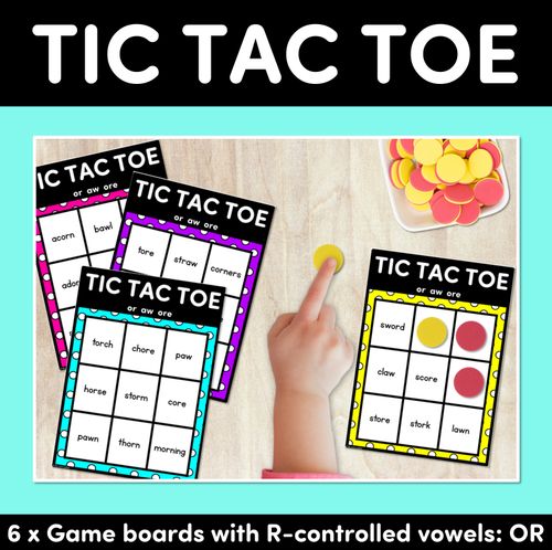 Resource preview 1 for TIC TAC TOE GAME for R-Controlled OR, AW, ORE - No Prep Phonics Game