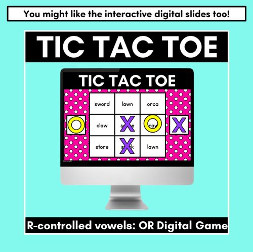 Resource preview 5 for TIC TAC TOE GAME for R-Controlled OR, AW, ORE - No Prep Phonics Game