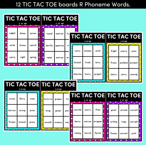 Resource preview 2 for TIC TAC TOE GAME for Consonant Phoneme R, RR, WR - No Prep Phonics Game