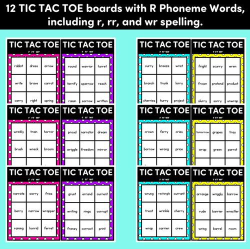 Resource preview 3 for TIC TAC TOE GAME for Consonant Phoneme R, RR, WR - No Prep Phonics Game