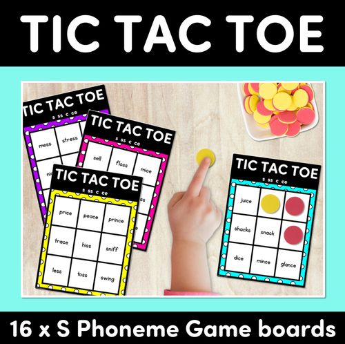 Resource preview 1 for TIC TAC TOE GAME for Consonant Phoneme S, SS, CE, C - No Prep Phonics Game