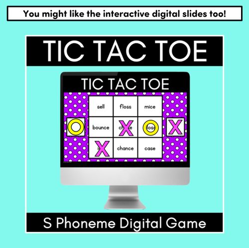 Resource preview 5 for TIC TAC TOE GAME for Consonant Phoneme S, SS, CE, C - No Prep Phonics Game