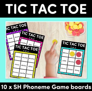 TIC TAC TOE GAME for Consonant Phoneme SH, TI, CI - No Prep Phonics Game